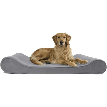 UPC: 0842229102390 | FurHaven Pet Dog Bed | Orthopedic Microvelvet Luxe Lounger Pet Bed for Dogs & Cats Gray Jumbo