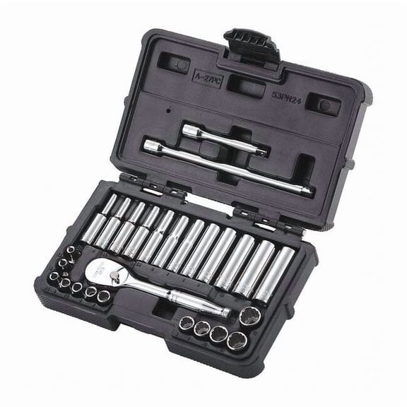 Westward 1/4" Drive Socket Set Metric 27 Pieces 3.5 mm to 12 mm , Chrome 53PN24