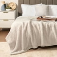 thumbnail image 5 of PAVILIA Sherpa Throw Blanket For Couch Sofa, Cream Beige Fluffy Warm Plush Blanket for Twin Bed, Cozy Super Soft Lightweight Throw, Fuzzy Decorative Blanket, All Season Home, 60x80, 5 of 9