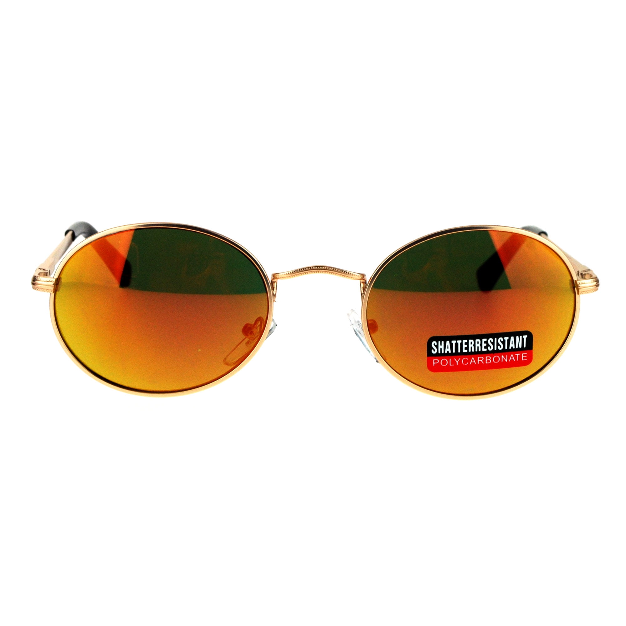 Mens 90s Gangster Rapper Mirror Lens Oval Retro Metal Rim