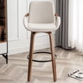 thumbnail image 4 of FOWEOAIU Bar Stools Fabric Upholstered Adjustable Swivel Counter Stool 26"，with Footrest for Bar, Kitchen Island, Bistro, Beige (Set of 2）, 4 of 10