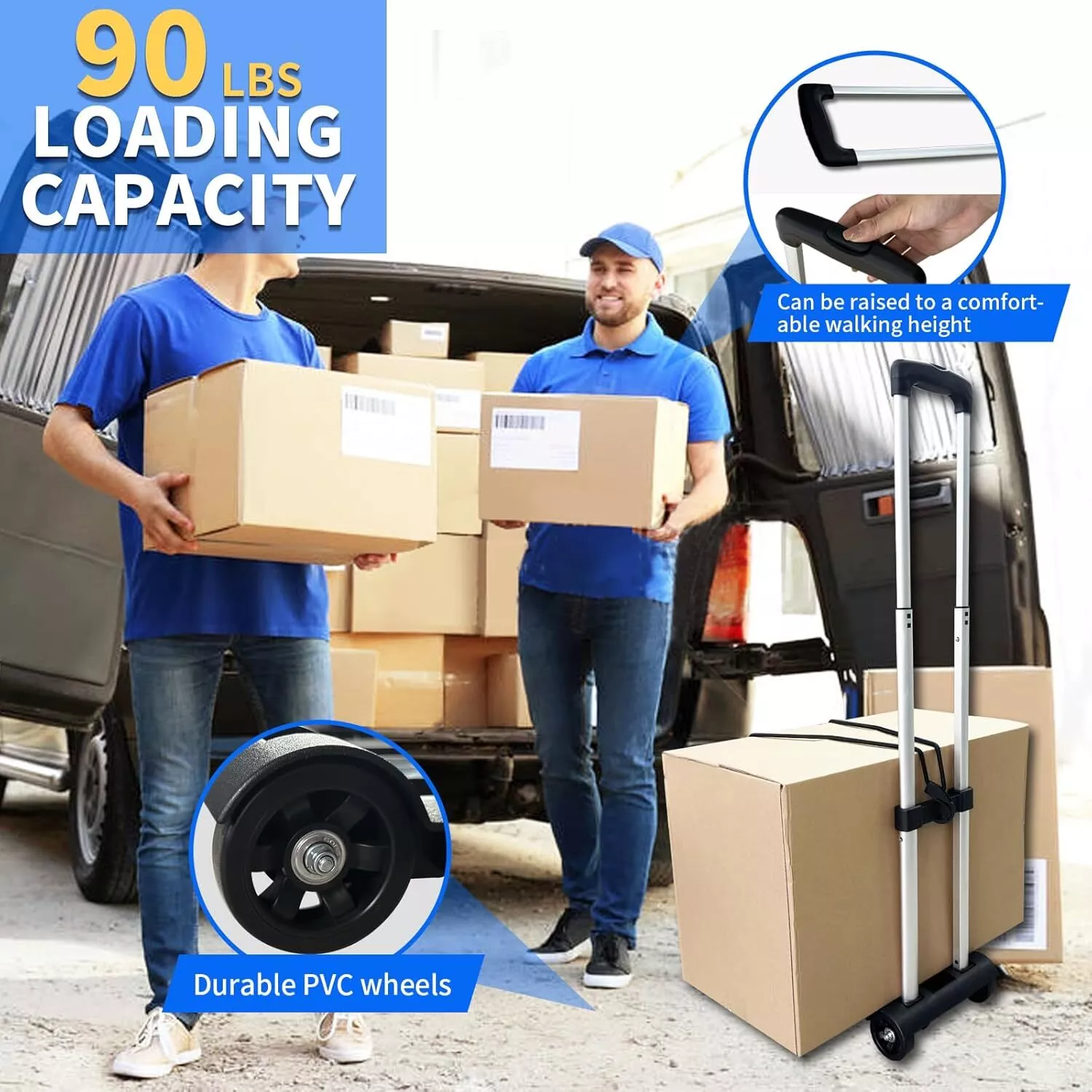 Platform Cart Dolly Folding Moving Warehouse Push Hand Truck Trolley Cart Black