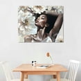 thumbnail image 2 of PIKWEEK African American Wall Art White Flower on Black Women Head Picture Prints Vintage Abstract Canvas Art Paintings Black Art Wall Decor 12*16inch/16*20inch, 2 of 6