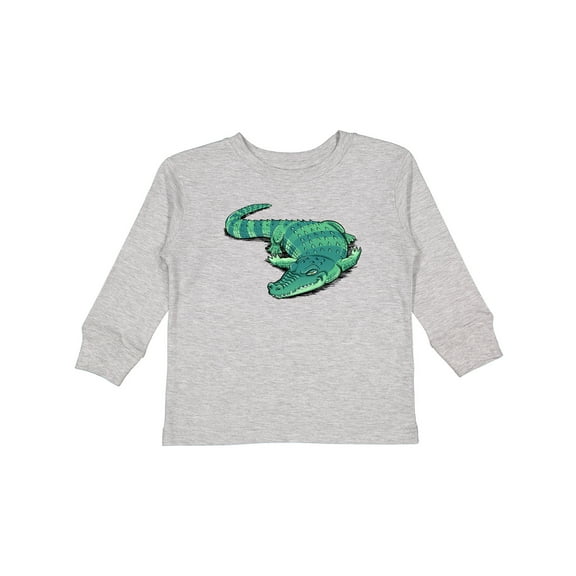 Inktastic Cute Sleepy Alligator Green Alligator Design Boys or Girls Long Sleeve Toddler T-Shirt