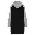 thumbnail image 6 of Womens Solid Color Coat Thickened Fleece Winter Color Matching Casual Zipper Long Sleeve Pocket Hooded Mid-length Sweater, 6 of 8