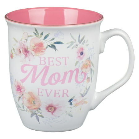 

Christian Art Gifts Large Ceramic Novelty Scripture Coffee & Tea Mug for Women: Best Mom Ever - Numbers 6:24 Inspirational Bible Verse Floral Pink & White 16 oz.