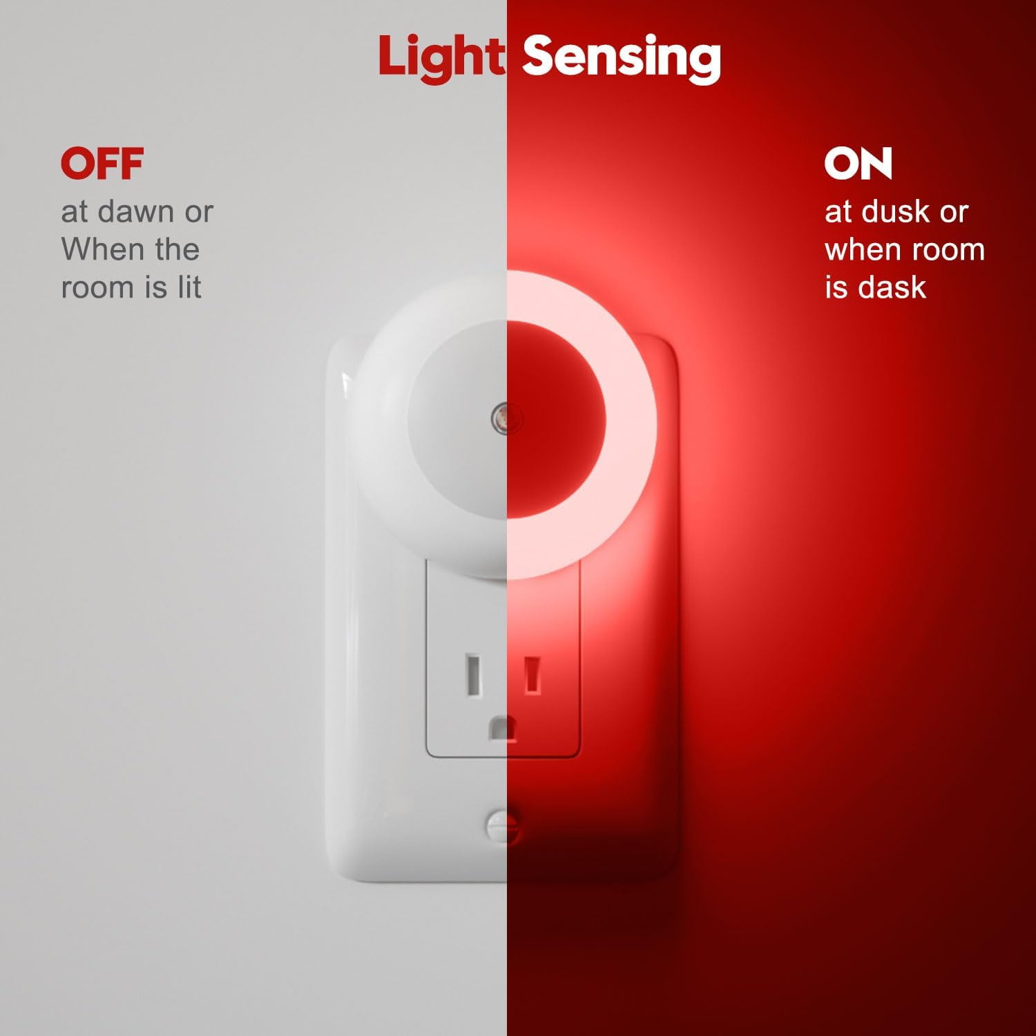 BIBEARBIBEAR Night Light, Night Lights Plug into Wall, Dusk to Dawn Sensor, Red Led Night Light 0.5W, 2 Pack Nightlight for Adults, Bedroom, Bathroom, Hallway, Kitchen