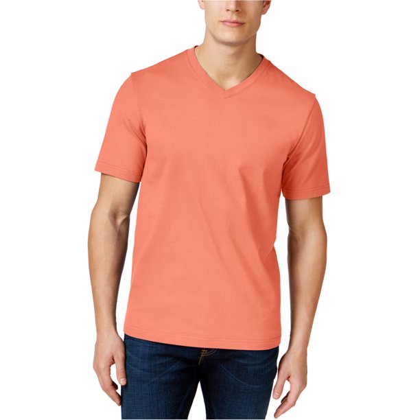 Camiseta básica con cuello en V para hombre Club Room, naranja, LT