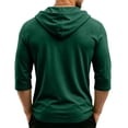 thumbnail image 5 of Lightweight 3/4 Sleeve Pullover Hoodies for Men Loose Fit V Neck Drawstring Casual Daily Beach Sweatshirts Dark Green M, 5 of 7