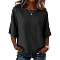 thumbnail image 2 of Women's 3/4 Sleeve Round Neck Blouse Casual Summer Top, 2 of 6