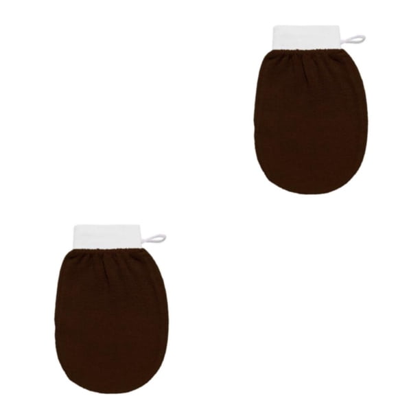 Soidarity Guantes de baño portátiles para hombres y mujeres, guantes exfoliantes para brazos, piernas y espalda, herramienta de masaje para Café oscuro 2piezas