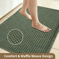 thumbnail image 3 of Upgraded Waffle Bath Mat, Super Absorbent Non Slip Bath Mats for Bathroom Floor, Machine Washable Bathroom Rugs with Tassels, Rubber Backed Bathroom Mats, Ultra Soft, 18" x 30", Olive Green, 3 of 8