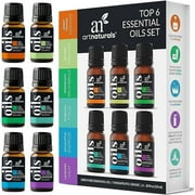 Artnaturals Aromatherapy Essential Oil Anti-Stress Support Gift Set Peppermint Tea Tree Lavender Eucalyptus (6 x 10ml)