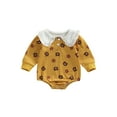 thumbnail image 1 of Qmyliery Newborn Girls Long Sleeve Rompers, Cartoon Bear Flower Printed Doll Collar Ruffles Decor Bodysuit, Casual Sweet Playsuit, 1 of 9
