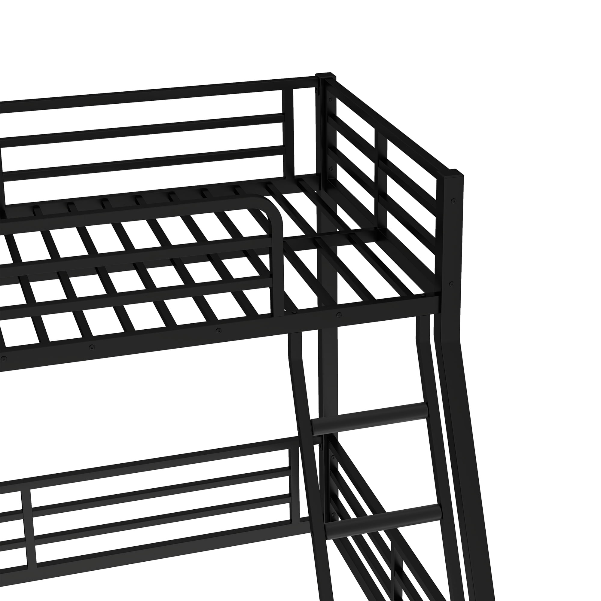 Twin over Full Metal Bunk Bed,Floor Bunk Bed with Sturdy Metal Frame,Noise-reduced Design, Black