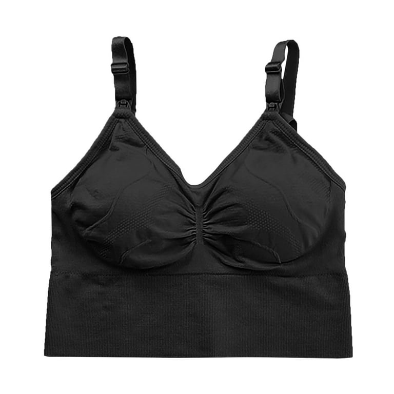 Zuwimk Bras For Women Plus Size,Women's T-Shirts Modern Micro Seamfree Cami  Strap Bralette Black,L