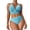 Blue, variant on 2 Piece Bikini Set V Wire Cutout Popular Swimsuit High Waisted Textured Summer Beach Swim Bathing Suits Blue