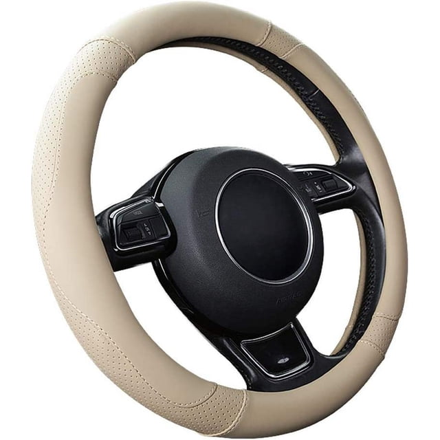 Funda universal para volante de coche, de microfibra y cuero, 37-38 cm (15"), antideslizante, transpirable y duradera.