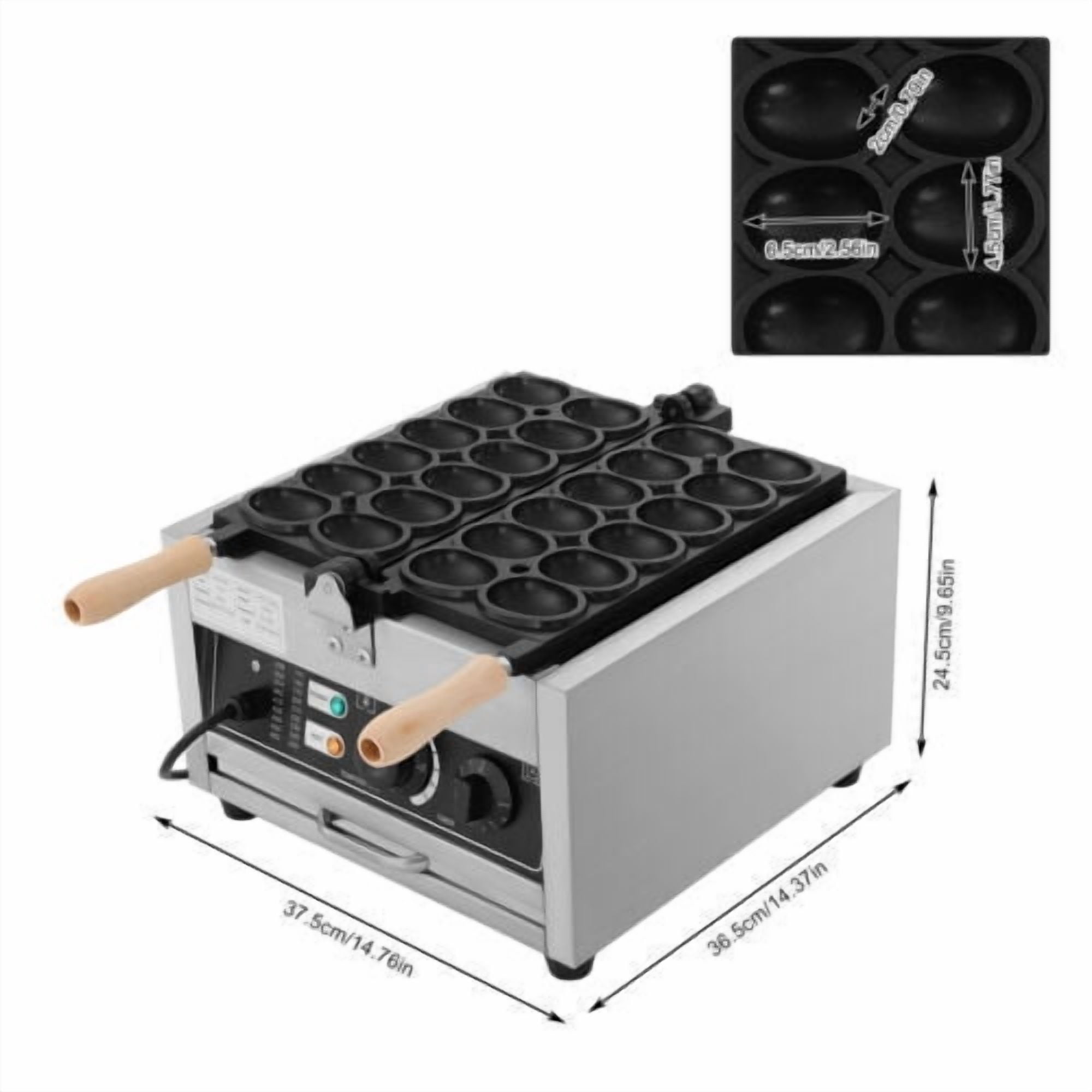 DENEST Waffle Maker, 12-Hole Egg Shape Waffle Maker, 110V 1800W Stainless Steel Rotating Waffle Machine, for Home, Breakfast