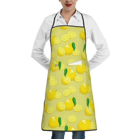 

Gaeub Bright Lemons Kitchen Cooking Aprons Adjustable Bib Apron Waterdrop and Oil Resistant Kitchen Chef Apron for Women Men