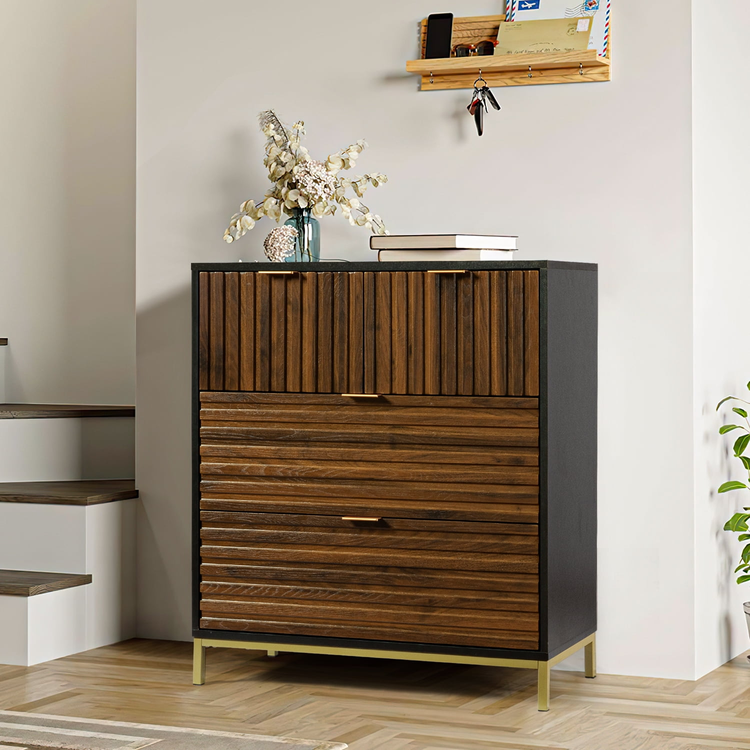 Kadyn Mid Century Dresser of 4 Drawers, 4 Drawer Dresser, Chest of Drawers Wood Organizer for Home, Rustic Brown Kadyn Mid Century Dresser of 4 Drawers, 4 Drawer Dresser, Chest of Drawers Wood Organizer for Home, Rustic Brown