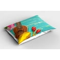 thumbnail image 2 of Ambesonne Music Pillow Sham 2 Pack, Hawaiian Summer Ukulele, 30"x20", Yellow Brown Aqua, 2 of 3