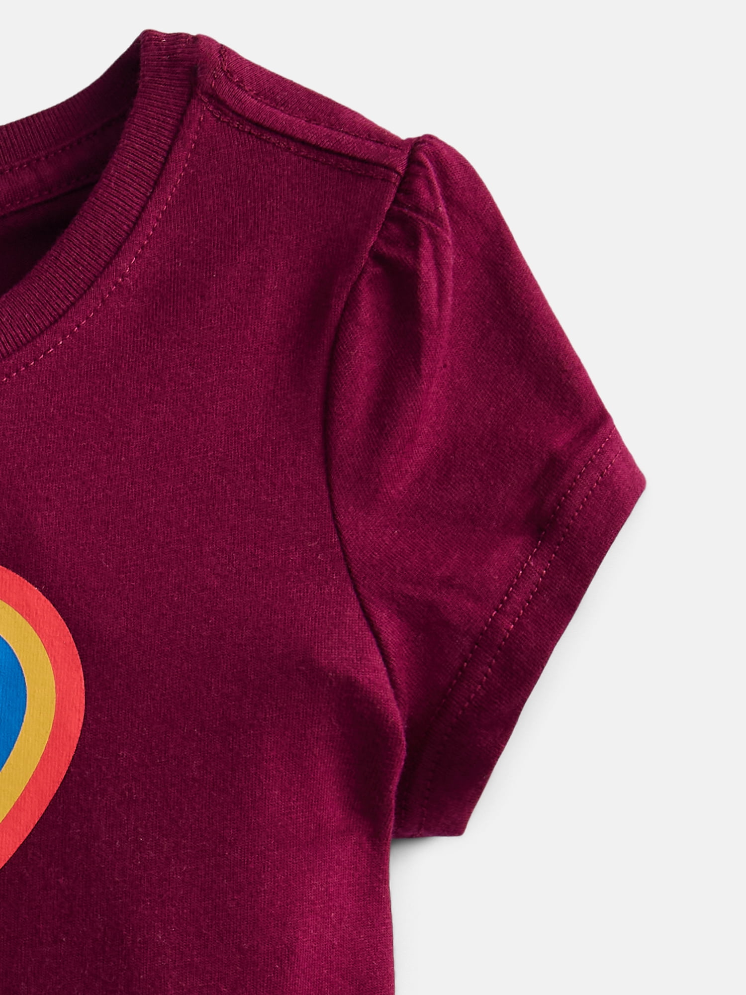 Wonder Nation Toddler Girls Graphic Tee with Short Puff Sleeves, Sizes 18M-5T