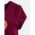 thumbnail image 3 of Wonder Nation Toddler Girls Graphic Tee with Short Puff Sleeves, Sizes 18M-5T, 3 of 4