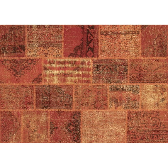 Ahgly Company Machine Washable Indoor Rectangle Patchwork Brown Transitional Area Rugs, 2' x 3'