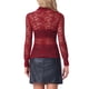 thumbnail image 3 of INSPIRAR CHIC Blusa de Encaje Floral Semitransparente de Manga Larga con Cuello Alto para Mujeres Color Rojo Carmesí, 3 of 6