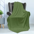 thumbnail image 4 of Green Soft Flannel Fleece Blanket, Vivid Forest Natural Colored Geometric Wave Like Round Edged Shaped Image, Cozy Plush for Indoor and Outdoor Use, 70" x 90", Olive Green and White, by Ambesonne, 4 of 5