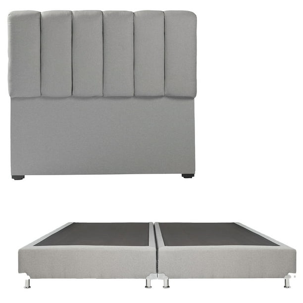 Base de Cama King Size + Cabecera Kami DICASA Gris Claro