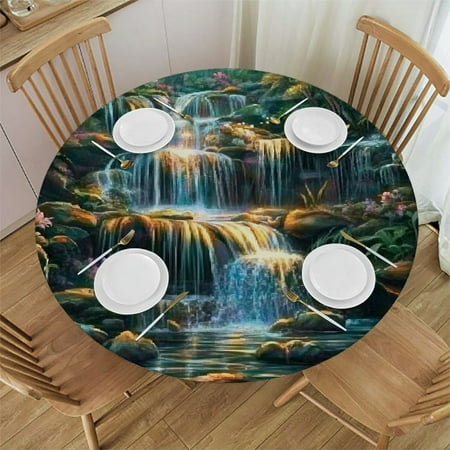 

SHERONV Fantasy Art Round Table Cover Stain Resistant and Washable for Indoor Outdoor Dining Wedding Parties 100% Polyester Waterproof Fabric 38 -42