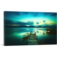 thumbnail image 1 of ARTCANVAS Wooden Pier Lake Tuscany Italy Green Sunset Canvas Art Print - Size: 18" x 12" (1.50" Deep), 1 of 9