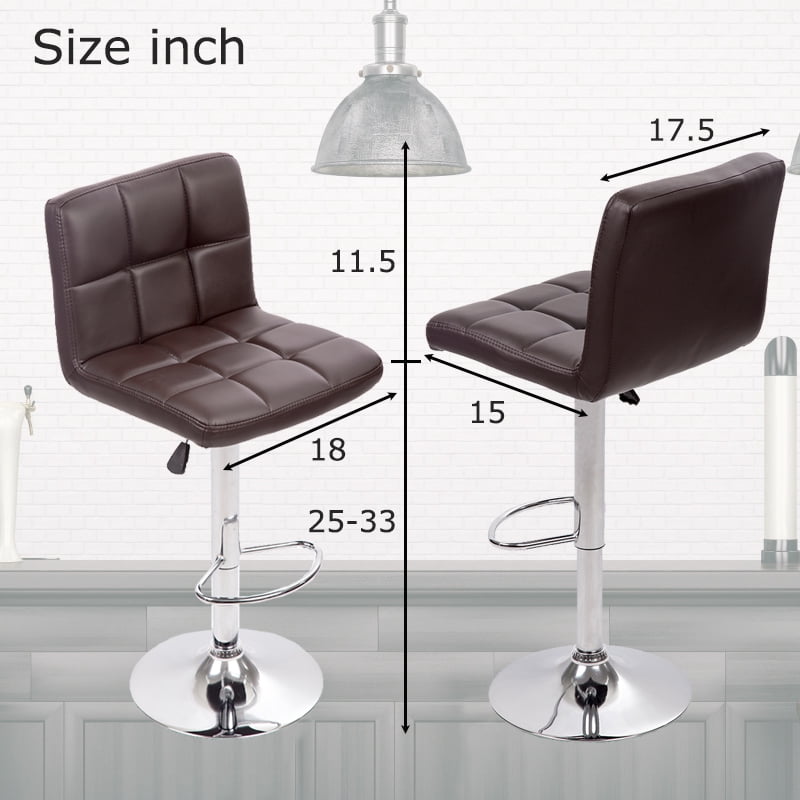 FDW Counter Height Bar Stools Set Of 2 Height Adjustable Swivel Stool with Back PU Leather,Brown