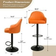 thumbnail image 2 of MoNiBloom Swivel Modern Bar Stool Set of 2, Adjustable Counter Height Barstools Faux Leather with Backrest & Armrest, Orange, 2 of 10