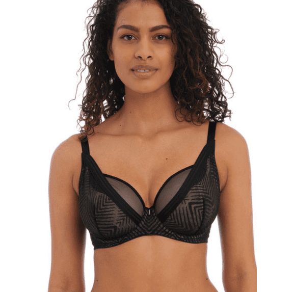 Freya Womens Tailored Underwire High Apex Plunge Bra Black 28D