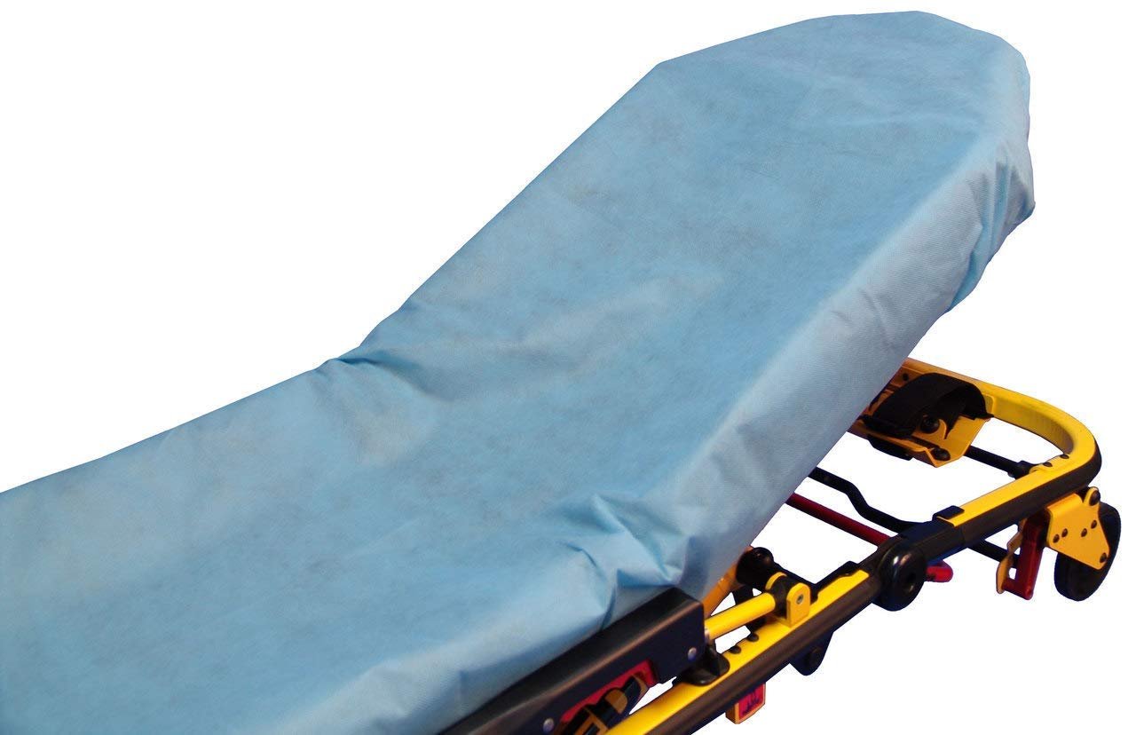 Disposable Fitted Stretcher Sheets 40" x 89". Pack of 25 Blue NonWoven