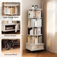 thumbnail image 6 of 5 Tier Rotating Bookshelf with Drawers On Wheel, 360 °   Display Spinning Corner Book Shelf Tower, Narrow Tall Bookshelves, Small Revolving Bookcase, Wooden Book Shelf Standing Storage Rack, 6 of 11