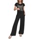 thumbnail image 1 of Conjunto de 2 piezas para mujer: top de punto calado de ganchillo y pantalones anchos, diseño con aberturas, para todas las estaciones - Tallas S/XXL, 1 of 4