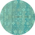 thumbnail image 1 of Ahgly Company Indoor Round Oriental Light Blue Traditional Area Rugs, 3' Round, 1 of 4