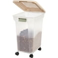 thumbnail image 3 of IRIS USA 42 Lbs / 55 Qt WeatherPro Airtight Pet Food Storage Container with Attachable Casters, For Dog Cat Bird and Other Pet Food Storage Bin, Keep Fresh, Translucent Body, Clear/Almond, 3 of 7