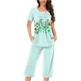thumbnail image 1 of Aqestyerly Ensemble de Pyjama, Ensemble de Pyjama Décontracté pour Femmes avec Blouse à Manches Courtes et Col Rond et Pantalon Confortable/vert Menthe(m), 1 of 5