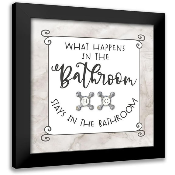 Reed, Tara 12x12 Black Modern Framed Museum Art Print Titled - Bath Humor What Happens