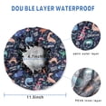 thumbnail image 3 of Shower Caps,DarkBlue Cartoon Dinosaurs Text Pattern Waterproof Shower Cap for Women 4 Pieces,Double Reusable Hair Cover for Shower PEVA Elastic Stretch Hem, 3 of 7