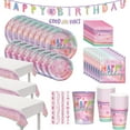 thumbnail image 1 of Party City Festival Fun Tableware Kit for 24 Guests, Party Supplies, Includes Banner, Table Covers, Favor Cup, 1 of 1