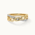 thumbnail image 2 of Silver & Stone Jewels Gold-Plated Chain Link Ring with CZ Accents – Trendy Statement Ring for Women, 2 of 3