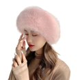 thumbnail image 2 of Cheers.US Russian Faux Fur Hat Comfy Cossack Style More Thicken Ultra-soft Women Hat Plush Beautiful Fine Knitted Girls Beret for Winter, 2 of 5