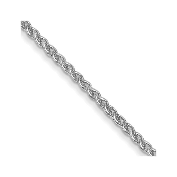 14K White Gold Spiga Wheat Chain Necklace 16 inch 1.05 mm with Lobster Clasp