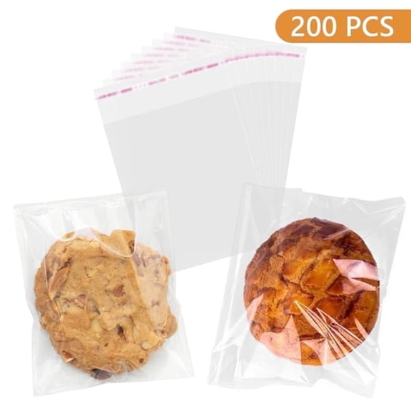 GASTROPOD 200 Pcs Cellophane Cookie Bags 4 X 6 Inch Self Sealing Packaging Bags for Gift Giving Clear